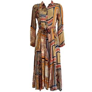 Zara Dress Women’s Size XS Patchwork Maxi Swiss Dot 70s-inspired Boho-chic